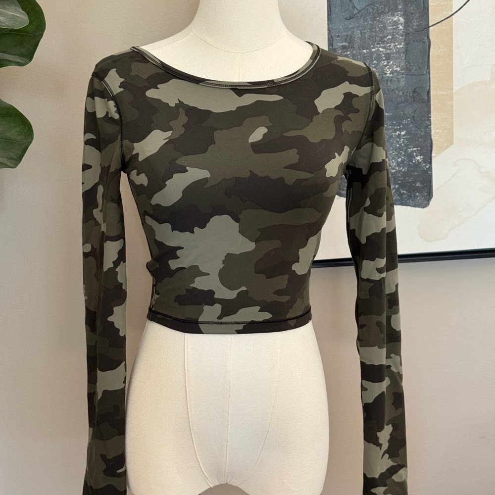 lululemon athletica Green Camo Crop Top